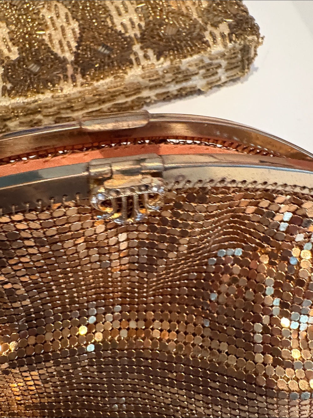 Two Vintage Purses Whiting & David Gold Mesh Purse As Is - Picture 3 of 10